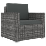 8 Piece Garden Lounge Set with Cushions Poly Rattan Grey