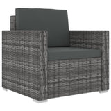 8 Piece Garden Lounge Set with Cushions Poly Rattan Grey - Low Angle