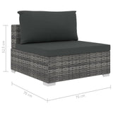 8 Piece Garden Lounge Set with Cushions Poly Rattan Grey - Extra Image