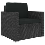 8 Piece Garden Lounge Set with Cushions Poly Rattan Black - Top-Down View