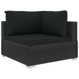 8 Piece Garden Lounge Set with Cushions Poly Rattan Black - 45-Degree Angle