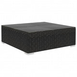 8 Piece Garden Lounge Set with Cushions Poly Rattan Black - Low Angle