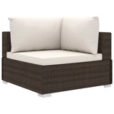 6 Piece Garden Lounge Set with Cushions Poly Rattan Brown - Top-Down View
