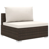 6 Piece Garden Lounge Set with Cushions Poly Rattan Brown - 45-Degree Angle