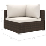 6 Piece Garden Lounge Set with Cushions Poly Rattan Brown - Close-Up Angle