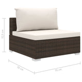 6 Piece Garden Lounge Set with Cushions Poly Rattan Brown - Low Angle