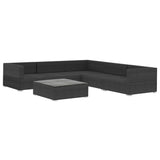 6 Piece Garden Lounge Set with Cushions Poly Rattan Black - Side View