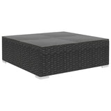 6 Piece Garden Lounge Set with Cushions Poly Rattan Black - Rear View