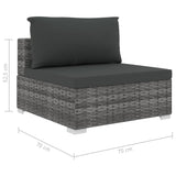 6 Piece Garden Lounge Set with Cushions Poly Rattan Grey - Low Angle