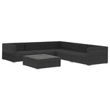 6 Piece Garden Lounge Set with Cushions Poly Rattan Black - Side View