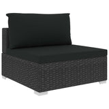 6 Piece Garden Lounge Set with Cushions Poly Rattan Black - 45-Degree Angle