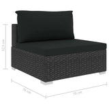 6 Piece Garden Lounge Set with Cushions Poly Rattan Black - Low Angle