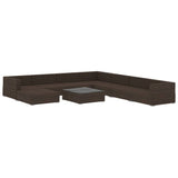 9 Piece Garden Lounge Set with Cushions Poly Rattan Brown - Side View