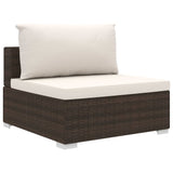 9 Piece Garden Lounge Set with Cushions Poly Rattan Brown - Rear View