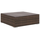 9 Piece Garden Lounge Set with Cushions Poly Rattan Brown - Close-Up Angle