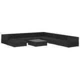 9 Piece Garden Lounge Set with Cushions Poly Rattan Black - Side View