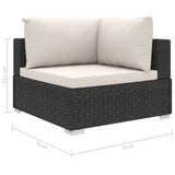 9 Piece Garden Lounge Set with Cushions Poly Rattan Black - Low Angle