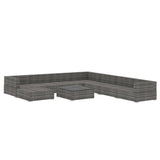 9 Piece Garden Lounge Set with Cushions Poly Rattan Grey