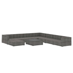 9 Piece Garden Lounge Set with Cushions Poly Rattan Grey