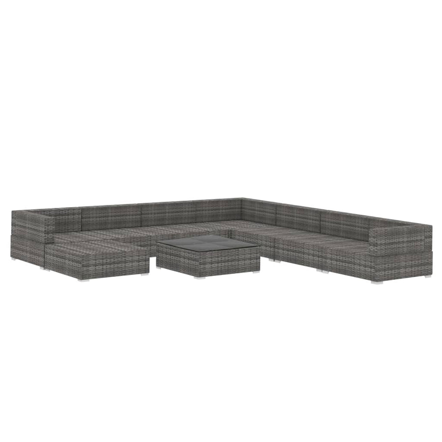 9 Piece Garden Lounge Set with Cushions Poly Rattan Grey