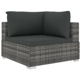 9 Piece Garden Lounge Set with Cushions Poly Rattan Grey