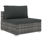 9 Piece Garden Lounge Set with Cushions Poly Rattan Grey