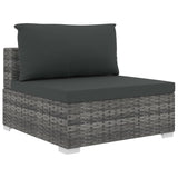 9 Piece Garden Lounge Set with Cushions Poly Rattan Grey - Rear View