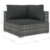 9 Piece Garden Lounge Set with Cushions Poly Rattan Grey