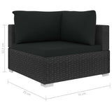 9 Piece Garden Lounge Set with Cushions Poly Rattan Black
