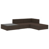 4 Piece Garden Lounge Set with Cushions Poly Rattan Brown - Side View