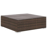 4 Piece Garden Lounge Set with Cushions Poly Rattan Brown - Close-Up Angle