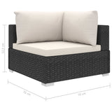4 Piece Garden Lounge Set with Cushions Poly Rattan Black - Low Angle