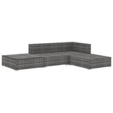 4 Piece Garden Lounge Set with Cushions Poly Rattan Grey - Side View