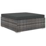 4 Piece Garden Lounge Set with Cushions Poly Rattan Grey - Rear View