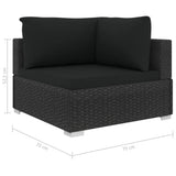 4 Piece Garden Lounge Set with Cushions Poly Rattan Black - Low Angle