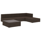 5 Piece Garden Lounge Set with Cushions Poly Rattan Brown - Side View