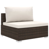 5 Piece Garden Lounge Set with Cushions Poly Rattan Brown - 45-Degree Angle