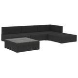 5 Piece Garden Lounge Set with Cushions Poly Rattan Black - Side View