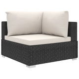 5 Piece Garden Lounge Set with Cushions Poly Rattan Black - Top-Down View