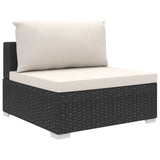 5 Piece Garden Lounge Set with Cushions Poly Rattan Black - 45-Degree Angle