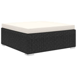 5 Piece Garden Lounge Set with Cushions Poly Rattan Black - Rear View