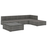 5 Piece Garden Lounge Set with Cushions Poly Rattan Grey - Side View