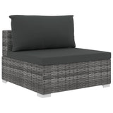 5 Piece Garden Lounge Set with Cushions Poly Rattan Grey - 45-Degree Angle