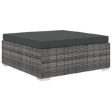 5 Piece Garden Lounge Set with Cushions Poly Rattan Grey - Rear View