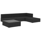 5 Piece Garden Lounge Set with Cushions Poly Rattan Black - Side View