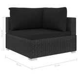 5 Piece Garden Lounge Set with Cushions Poly Rattan Black - Low Angle