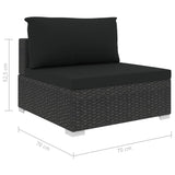 5 Piece Garden Lounge Set with Cushions Poly Rattan Black - Extra Image