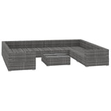 9 Piece Garden Lounge Set with Cushions Poly Rattan Grey