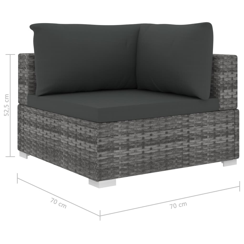 9 Piece Garden Lounge Set with Cushions Poly Rattan Grey