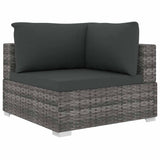11 Piece Garden Lounge Set with Cushions Poly Rattan Grey - 45-Degree Angle